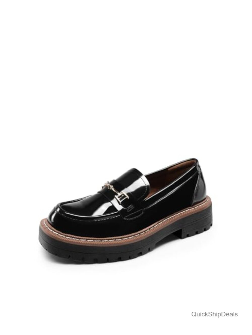 Dream Pairs Women's Square Toe Chunky Platform Loafers Slip On